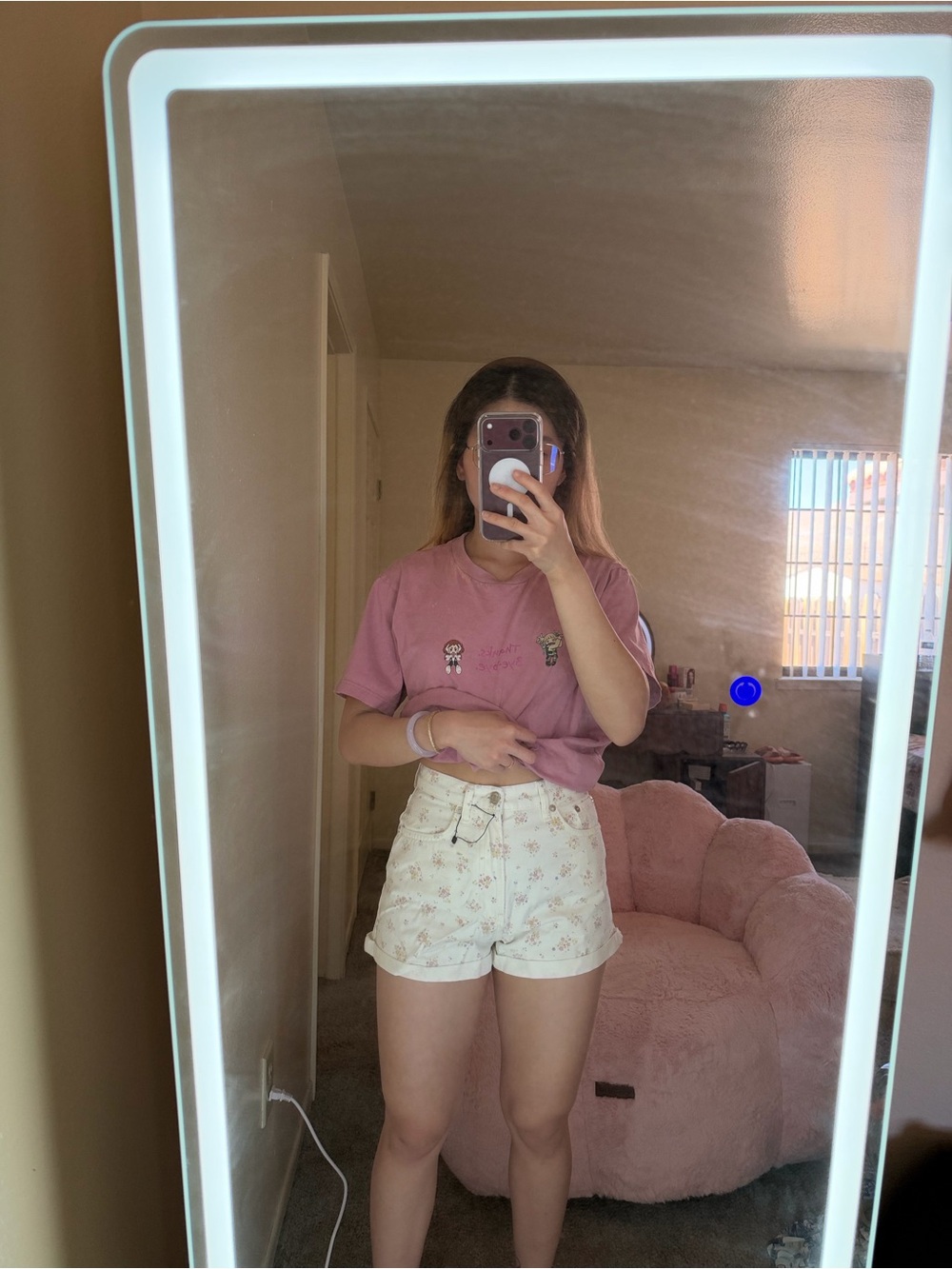 Zara High-Waist Floral Cream Cotton Shorts